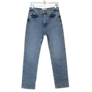 & Other Stories Favorite Cut Straight Leg Jeans Slim Cut High Rise Blue Denim 30